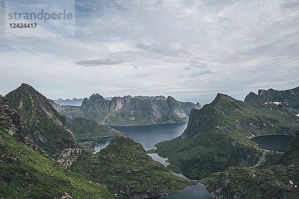 Norway  Lofoten  Moskenesoy  Hermannsdalstinden and Kjerkefjord