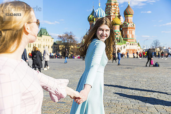 Russia  Moscow  teenage girls visiting the Red Square