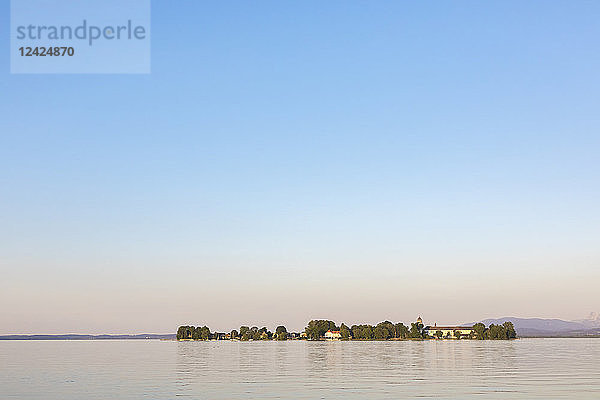 Germany  Bavaria  Chiemsee  Fraueninsel in the evening light