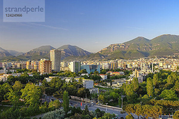 Albania  Tirana  City center  TID Tower and Namazgah Mosque