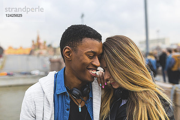 Russia  Moscow  multiracial couple  portrait in the city