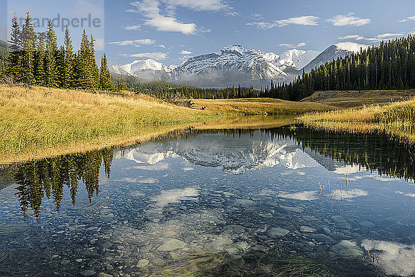 Kanada  Alberta  Banff  Bergspitze spiegelt sich im See