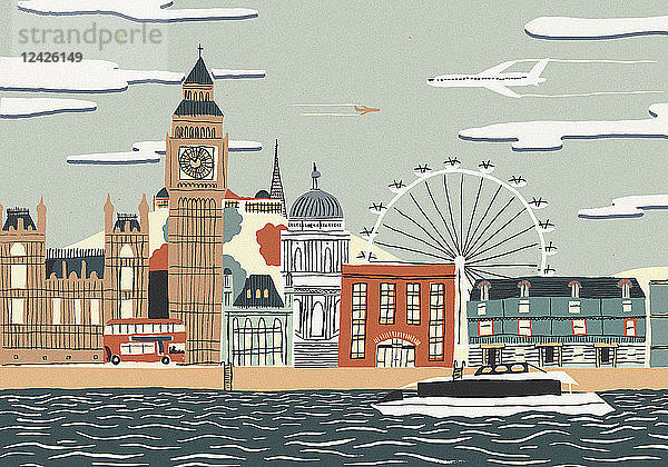 Illustration von Big Ben und Londoner Wahrzeichen