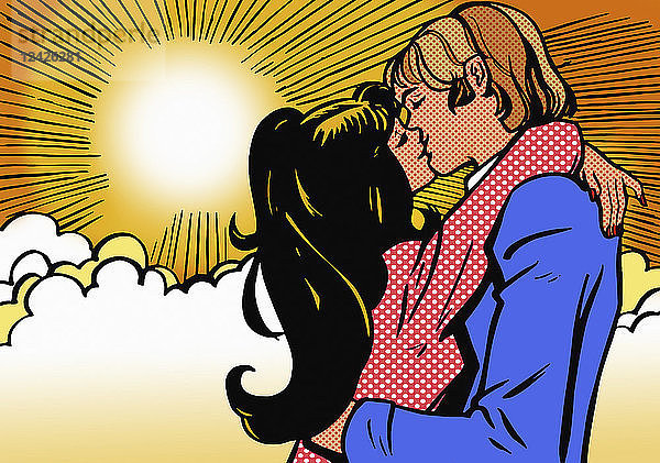Junges Paar küsst sich im Sonnenschein