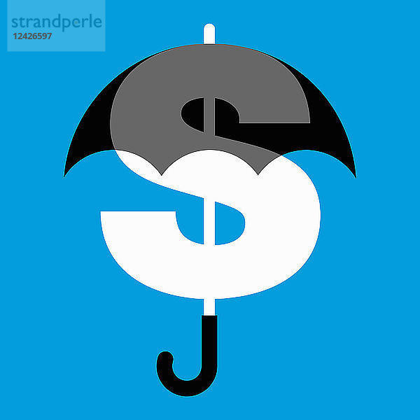 Dollarzeichen durch Regenschirm geschützt