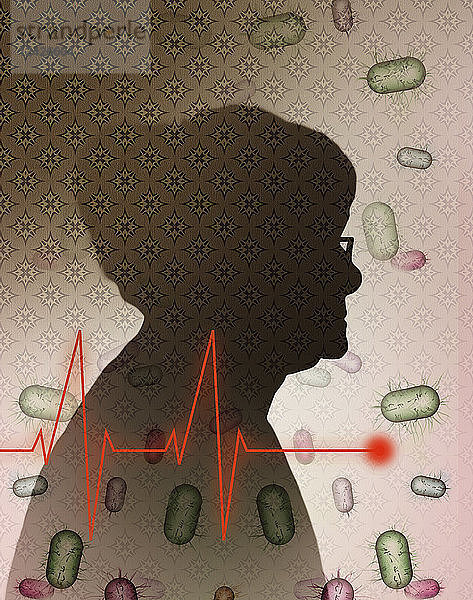 Bakterien und Pulsspuren auf dem Profil einer älteren Frau