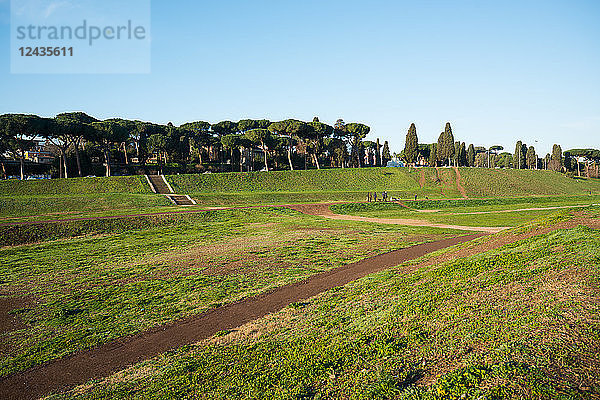 Der Circus Maximus (Circo Massimo)  ein antikes römisches Stadion für Wagenrennen und Massenunterhaltung in Rom  Latium  Italien  Europa