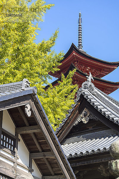 Fünfstöckige Senjokaku-Pagode auf der Insel Miyajima  Itsukushima  UNESCO-Weltkulturerbe  Präfektur Hiroshima  Honshu  Japan  Asien