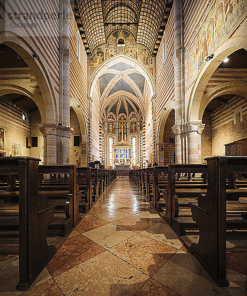 Innenraum der Basilika di San Zeno Maggiore  Verona  Provinz Venetien  Italien  Europa