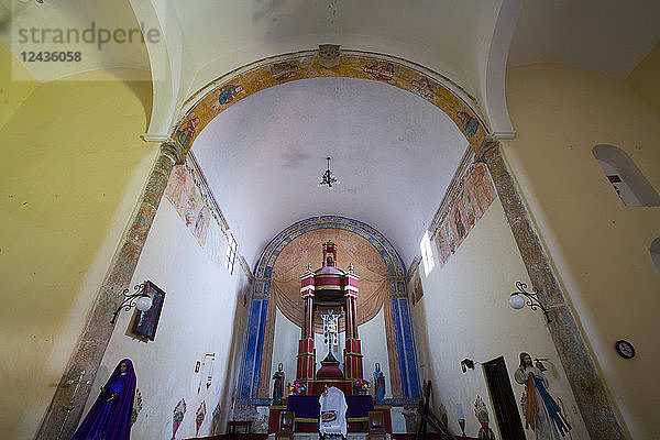 Originalfresken  Ehemaliges Kloster  Kirche San Pedro Y San Pablo  1650  Teabo  Route der Klöster  Yucatan  Mexiko  Nordamerika