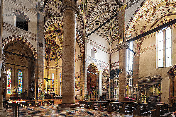 Innenraum der Basilika Santa Anastasia  Verona  Provinz Venetien  Italien  Europa
