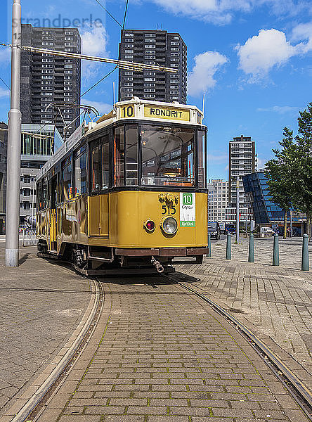 Alte Straßenbahn in Rotterdam  Südholland  Niederlande  Europa