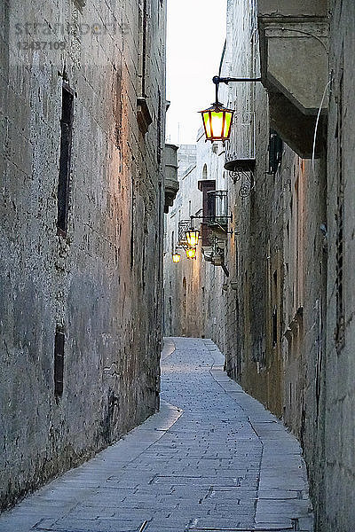 Straße in Mdina (Die Stille Stadt)  Malta  Europa