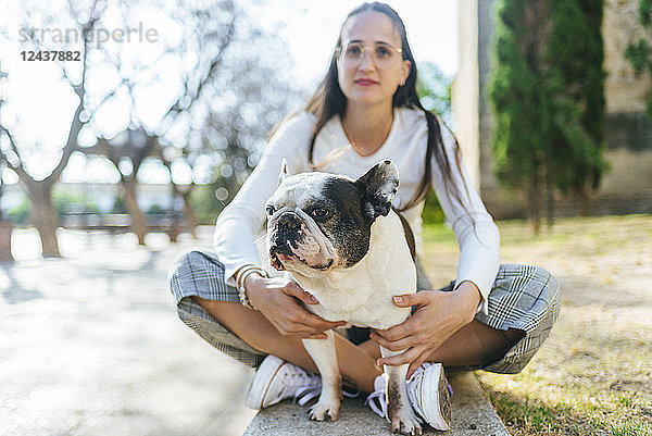 Portrait of dog with woman