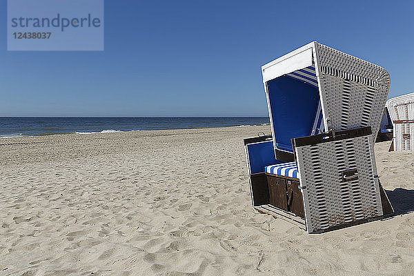 Germany  North Frisia  Sylt  Hooded beach chair at Rantum beach