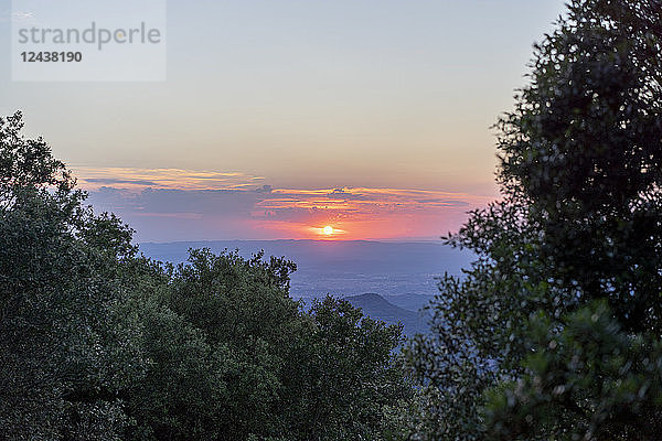 Spain  Catalonia  Montserrat at sunset