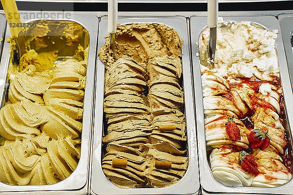Traditional italian ice cream   gelato with various flavours