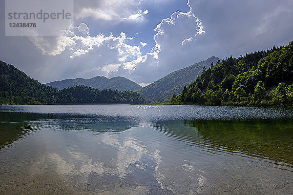 Germany  Bavaria  Upper Bavaria  Reit im Winkl  Lake Weitsee near Ruhpolding
