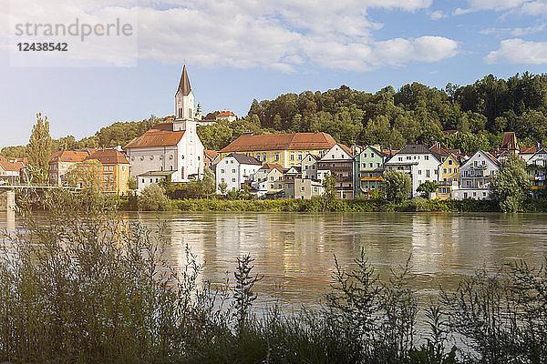 Germany  Passau  view to the city with Inn River in the foreground