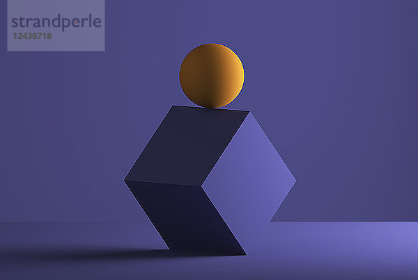 Sphere balancing on the edge of a cube  3D Rendering
