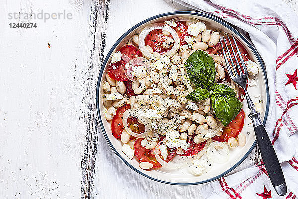 White bean and tomato salad with onions and feta