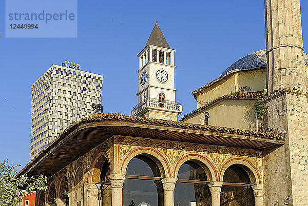Albania  Tirana  TID Tower  Clock Tower  Et'hem Bey Mosque
