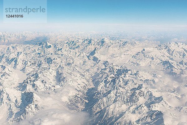 Italy  Aosta  Aerial view of Matterhorn peak and Alps