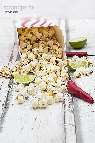 Box of popcorn flavoured with chili and lime