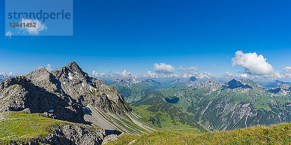Germany  Bavaria  Allgaeu  Allgaeu Alps  View from Hochrappenkopf to Biberkopf