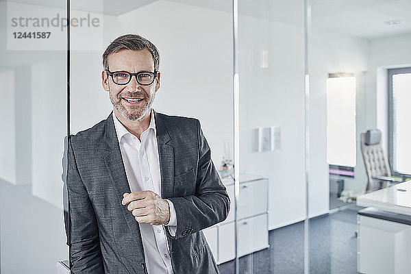 Portrait of smiling businessman in office