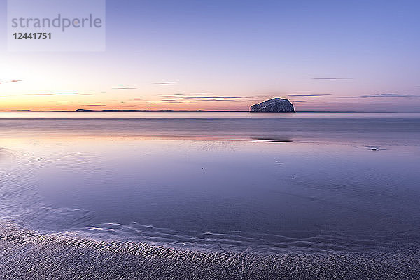 UK  Scotland  North Berwick  Firth of Forth  view of Bass Rock at sunset