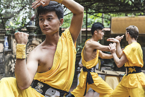 Vietnam  Hanoi  man exercising Kung Fu