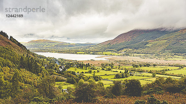 United Kingdom  England  Cumbria  Lake District  view of a valley and a lake near Ambleside