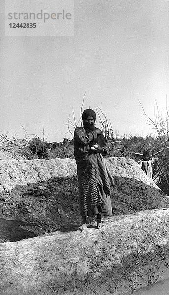 WW1-Fotos im Irak (Mesopotamien) und den umliegenden Gebieten. Britische Royal Engineers . Eierverkäufer in Baqubah  ein Araber verkauft Eier
