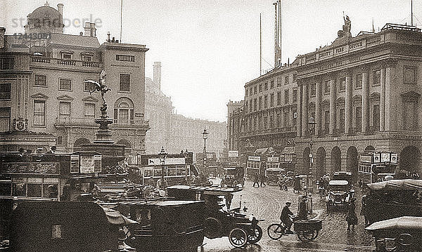 Regent Street  Piccadilly Circus und die Statue des Eros  London  England  1923. Aus These Tremendous Years  veröffentlicht 1938.