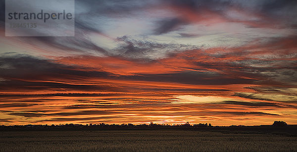 Ein wunderschöner roter Arizona-Sonnenuntergang in der Nähe von Casa Grande  Arizona  Vereinigte Staaten von Amerika