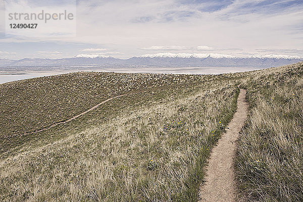 Ein Wanderweg am Frary Peak  Antelope Island State Park  Utah