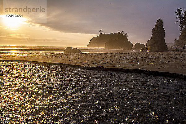 Sonnenuntergang am Ruby Beach im Olympic National Park bei Kalaloch  Washington.