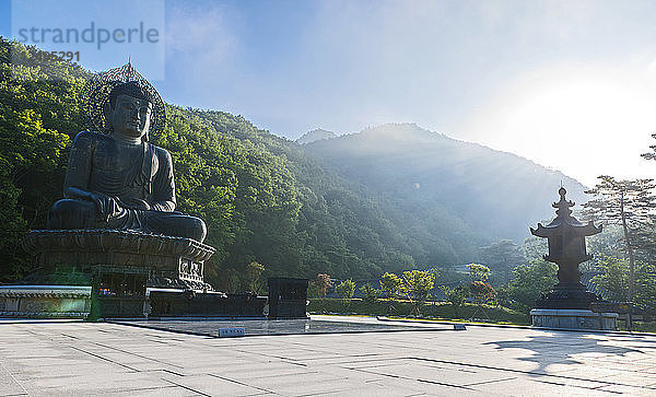 Große Buddah-Jwabul-Statue aus Bronze im Sinheungsa-Tempel im Seoraksan-Nationalpark