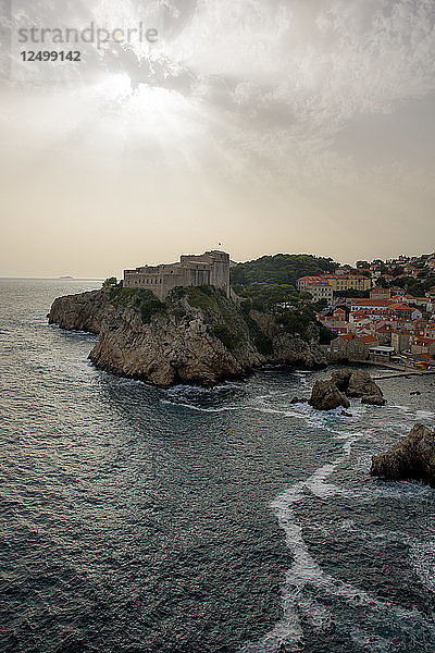 High Angle View Of Townscape By Sea In Dubrovnik  Kroatien