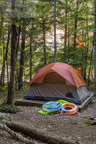 Ein Zelt auf der Mondinsel im Squam Lake  Holderness  New Hampshire
