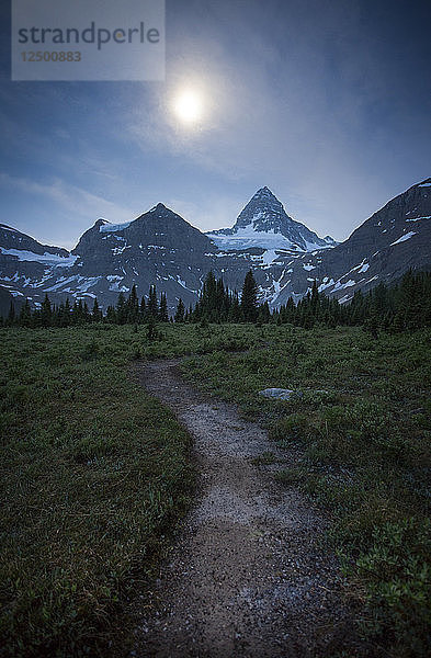 Wanderweg in der Nähe des Mount Assiniboine bei Nacht