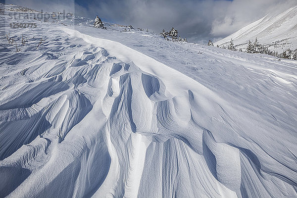 Durch starke Winde geformter Schnee am Boreas Pass  White River National Forest  Colorado.