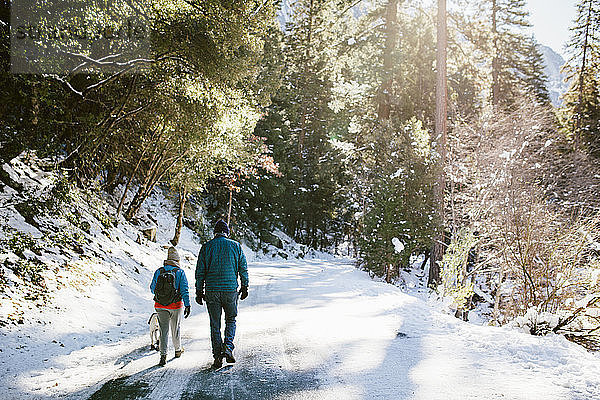 Ein wanderndes Ehepaar im Yosemite-Nationalpark