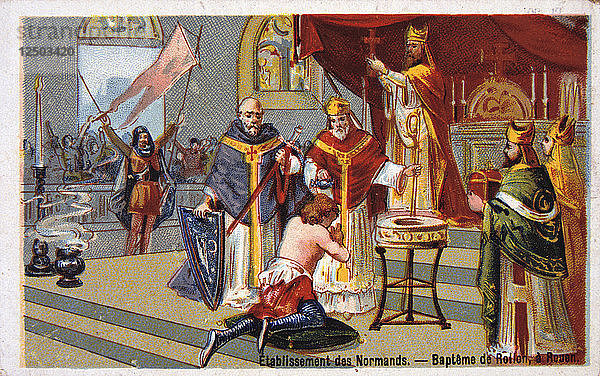 Ansiedlung der Normannen: Die Taufe von Rollo in Rouen  (19. Jahrhundert). Künstler: Unbekannt
