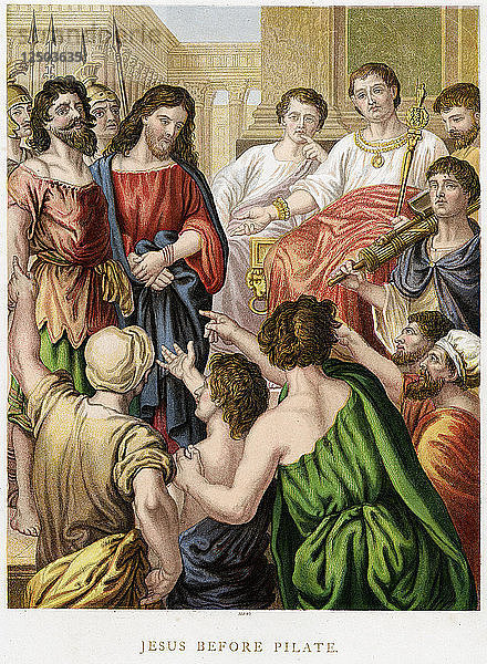 Jesus vor Pilatus  Mitte des 19. Jahrhunderts. Künstler: Unbekannt