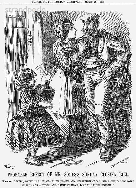 Wahrscheinliche Auswirkung von Mr. Somess Sonntagsschließungsgesetz  1863. Künstler: John Leech