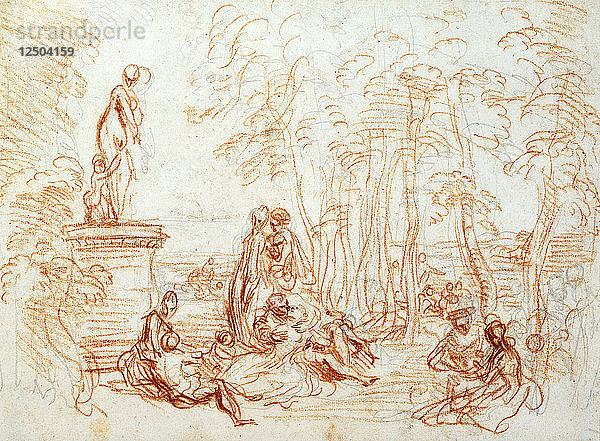 Die Lust der Liebe  Skizze  18. Jahrhundert. Künstler: Jean-Antoine Watteau