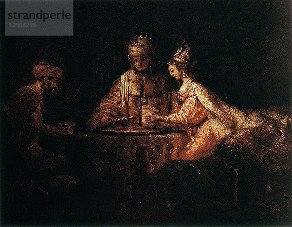 Assuerus  Haman und Esther  1660. Künstler: Rembrandt Harmensz van Rijn