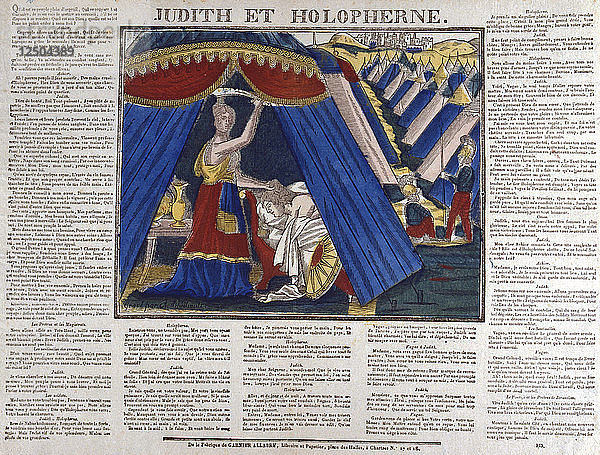 Judith tötet den assyrischen Feldherrn Holofernes  19. Jahrhundert. Künstler: Anon
